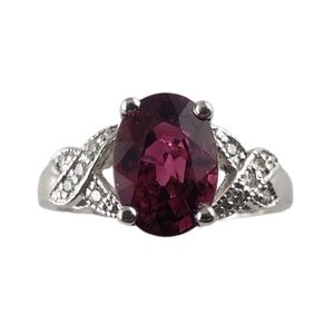 Vintage 14K White Gold Pink Tourmaline and Diamond Ring Size 6.5-6.75 #13768